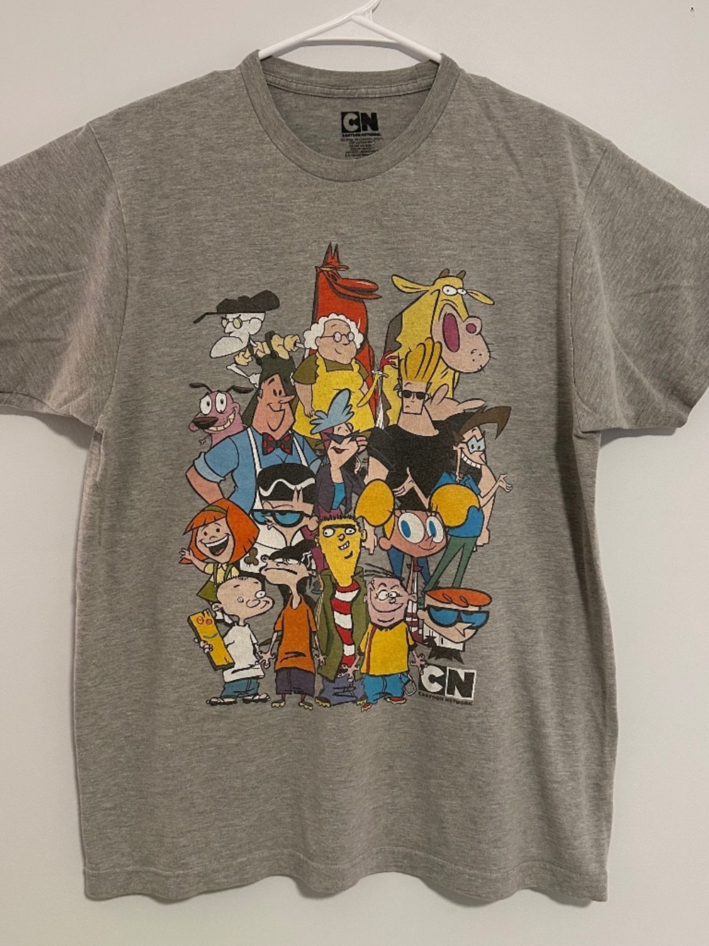 Cartoon Network Characters Graphic Print T-Shirt Large Gray Y2K Short Sleeve